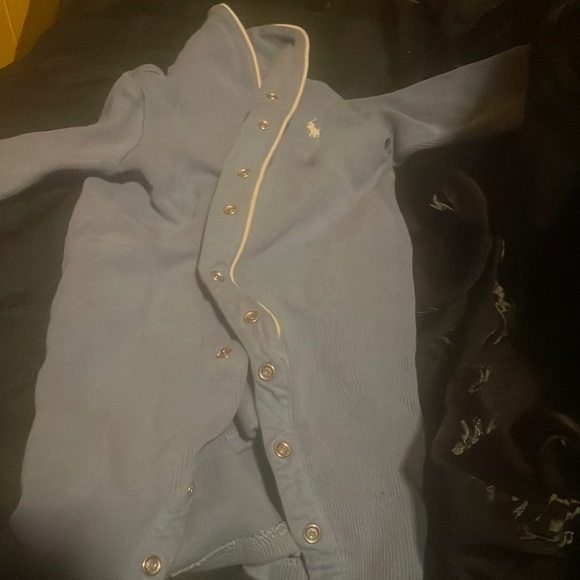 Light blue and white, long sleeve, baby onesie outfit - Picture 1 of 3